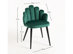 Silla original Achille de terciopelo verde con patas de metal negro - Lote de 2