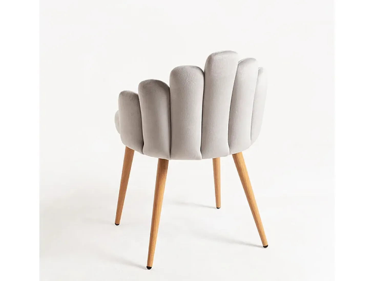 Silla original Achille de terciopelo gris claro con patas de metal natural - Lote de 2