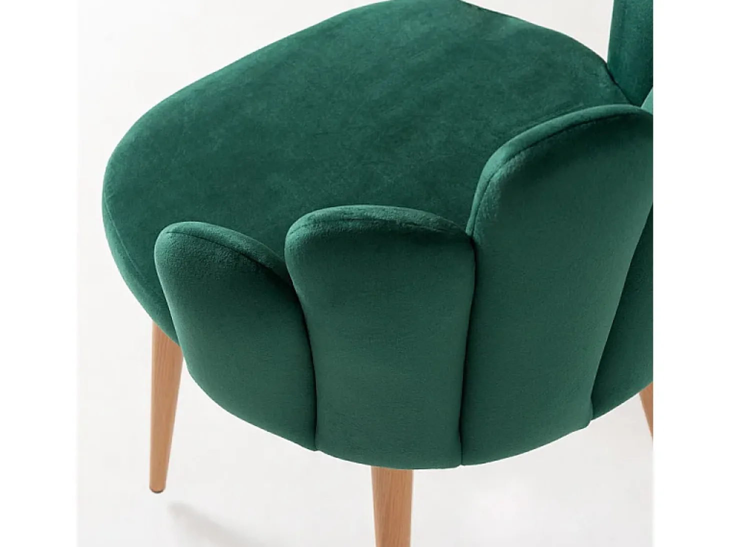 Silla original Achille de terciopelo verde con patas de metal natural - Lote de 2