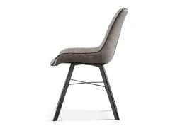 Silla PAOLA – Microfibra de PU gris claro – Patas de metal negro – Estilo contemporáneo
