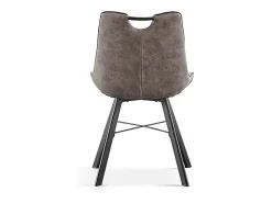 Silla PAOLA – Microfibra de PU gris claro – Patas de metal negro – Estilo contemporáneo