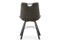 Silla PAOLA – Microfibra PU gris oscuro – Patas de metal negro – Estilo contemporáneo