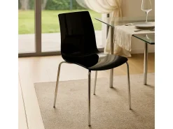 Silla para bar y cocina con soporte de acero apilable Lollipop Grand Soleil - Negro