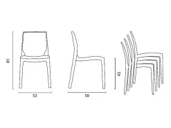 Silla para Cocina y Bar Ice Grand Soleil de Polipropileno Apilable - Azul Marino
