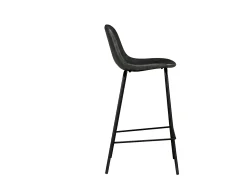 Silla para isla central 65 cm de cuero sintético gris/negro - Henrik