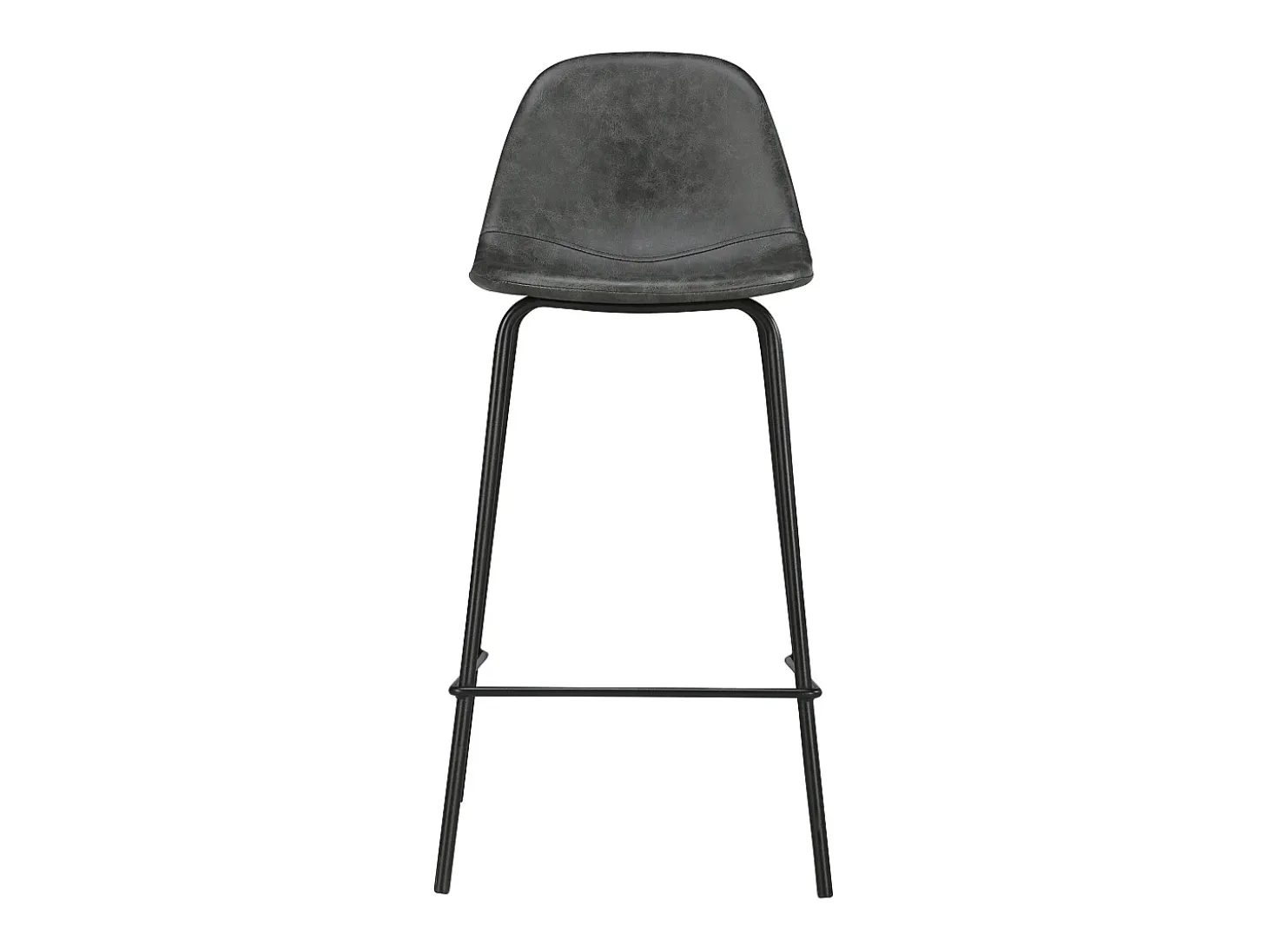 Silla para isla central 65 cm de cuero sintético gris/negro - Henrik