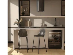 Silla para isla central 65 cm de cuero sintético gris/negro - Henrik