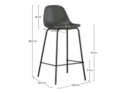 Silla para isla central 65 cm de cuero sintético gris/negro - Henrik