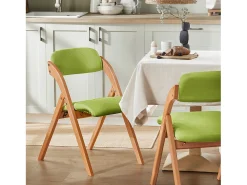Silla Plegable de Madera con Asiento y Respaldo Tapizado Sillón para Cocina, Oficina 47 x 60 x 77 cm Verde FST92-GR SoBuy ES