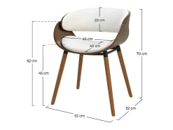 Silla Polo blanca de cuero sintético y madera chapada en nogal