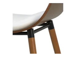 Silla Polo blanca de cuero sintético y madera chapada en nogal