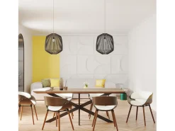 Silla Polo blanca de cuero sintético y madera chapada en nogal