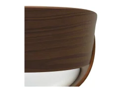 Silla Polo blanca de cuero sintético y madera chapada en nogal
