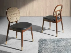 Silla rattan y polipiel negro 4093 ANGEL CERDA