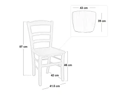 Silla rústica de madera con asiento de nogal claro