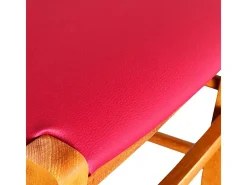 Silla rústica de madera de cerezo con asiento de piel sintética roja