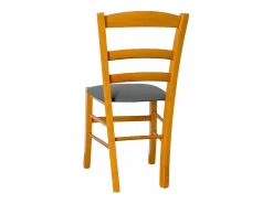 Silla rústica de madera de cerezo con asiento de polipiel color antracita