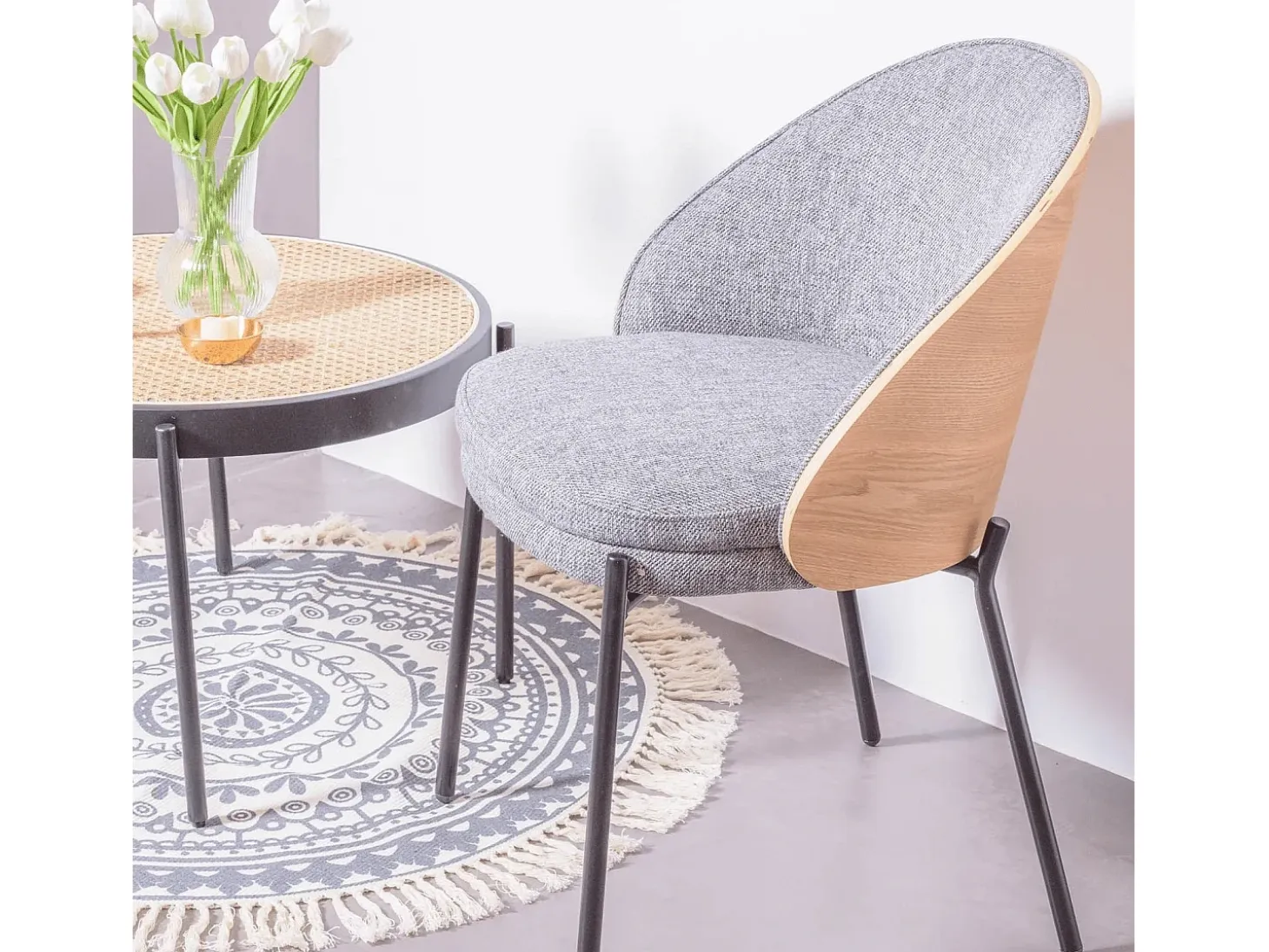 Silla rústica en madera de fresno natural - Earth - Gris