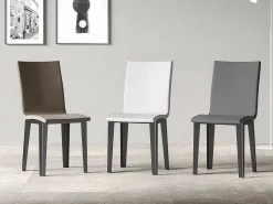 Silla Sofy moderna de piel sintética y patas de metal antracita-Color Blanco