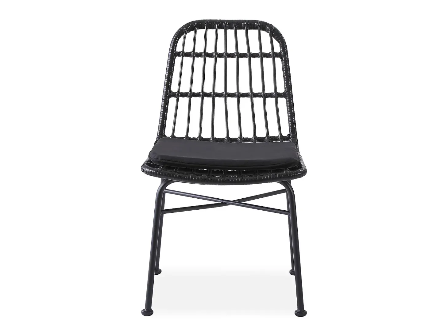 Silla SOLO de ratán sintético negro con cojín gris