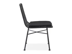 Silla SOLO de ratán sintético negro con cojín gris