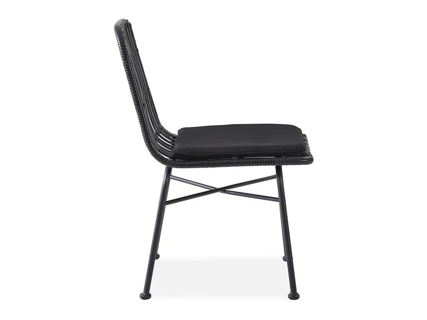 Silla SOLO de ratán sintético negro con cojín gris