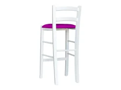 Silla taburete de madera blanca en piel símil lila altura 67 cm del suelo al asiento