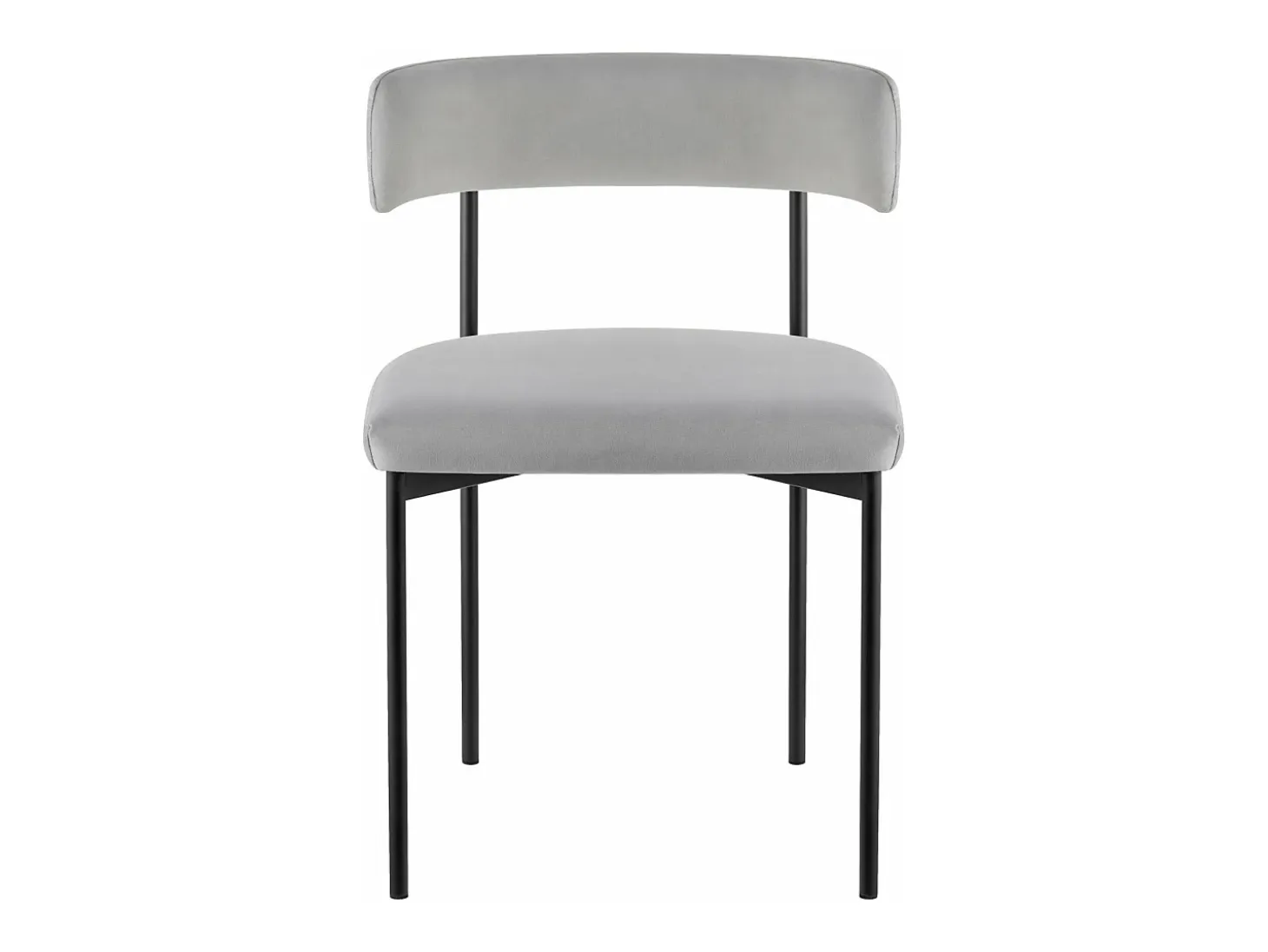 Silla tapizada – terciopelo gris – patas negras – LOANNY