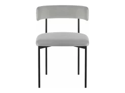 Silla tapizada – terciopelo gris – patas negras – LOANNY