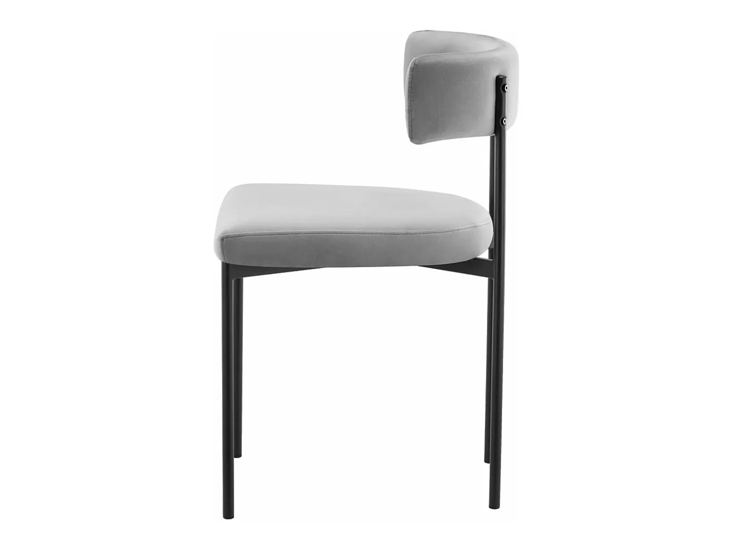 Silla tapizada – terciopelo gris – patas negras – LOANNY