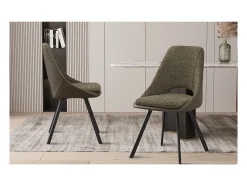 Silla tapizada Bouclé para comedor en color Verde. Colección FILOU.