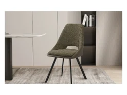 Silla tapizada Bouclé para comedor en color Verde. Colección FILOU.