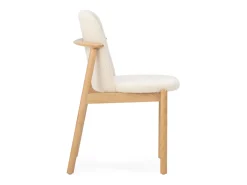 Silla TIFANY de madera de haya y tela blanca – Estilo natural y moderno