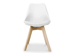 Silla Tula de estilo nórdico - Asiento de piel sintética y patas de madera clara-Color Verde