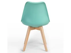 Silla Tula de estilo nórdico - Asiento de piel sintética y patas de madera clara-Color Verde esmeralda