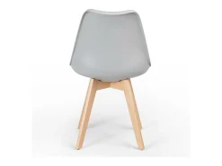 Silla Tula de estilo nórdico - Asiento de piel sintética y patas de madera clara-Color Gris claro