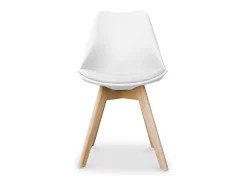 Silla Tula de estilo nórdico - Asiento de piel sintética y patas de madera clara-Color Gris claro