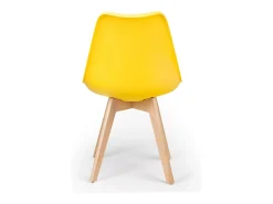 Silla Tula de estilo nórdico - Asiento de piel sintética y patas de madera clara-Color Amarillo