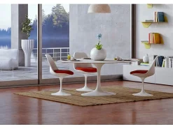 Silla Tulda en fibra de vidrio blanca - Cómoda y duradera-Color ribete verde crudo