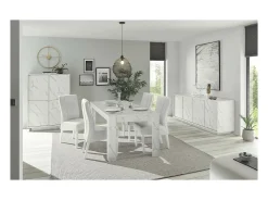 Silla URBAN de cuero sintético Blanco, dimensiones: H99 x L46 x P63 cm, ideal para un comedor moderno y de diseño.