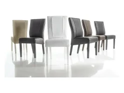 Silla URBAN de cuero sintético Blanco, dimensiones: H99 x L46 x P63 cm, ideal para un comedor moderno y de diseño.