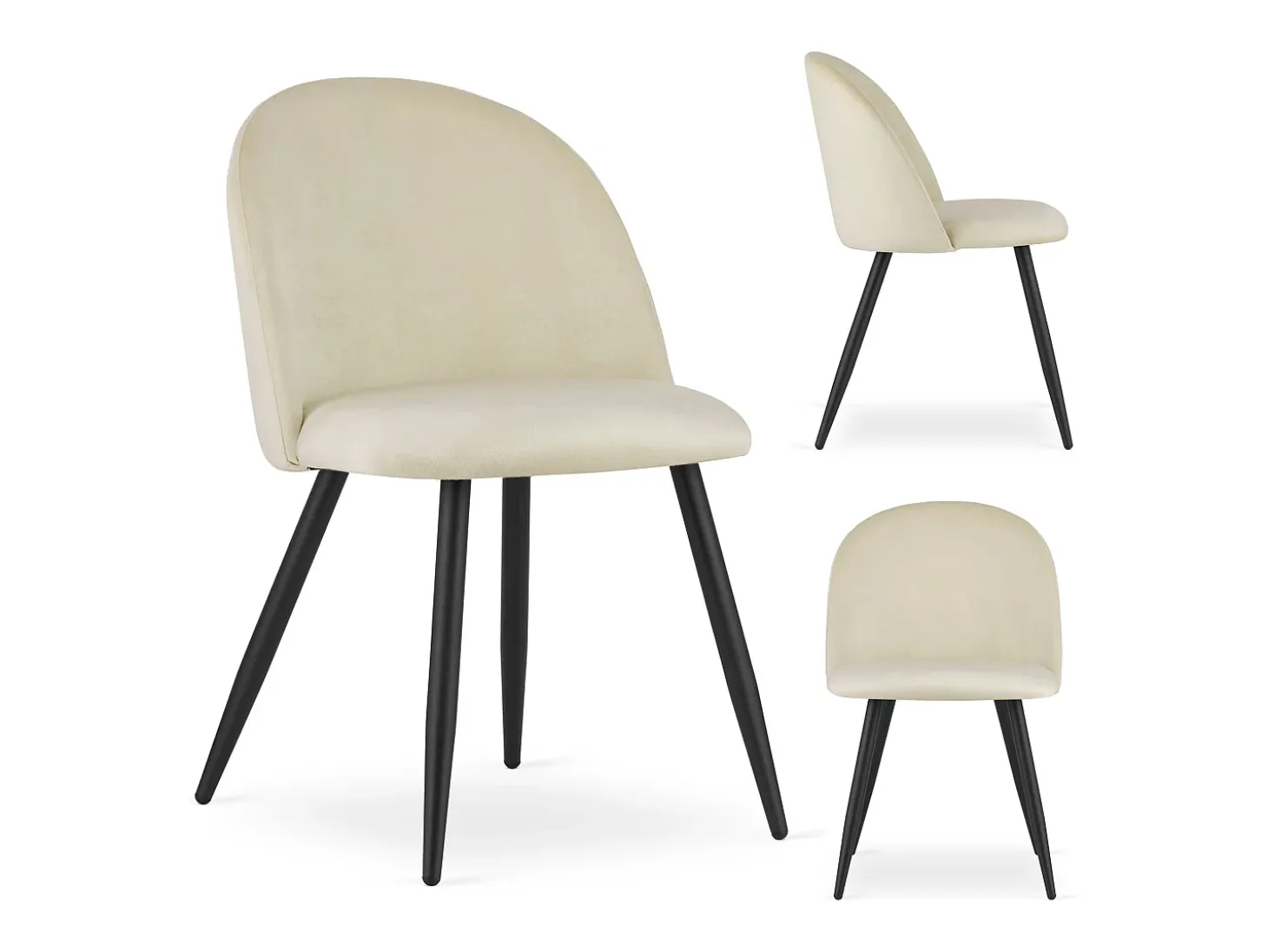Silla Valora BELLO de terciopelo beige con patas negras