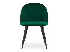 Silla Valora BELLO, terciopelo verde, patas de metal negro