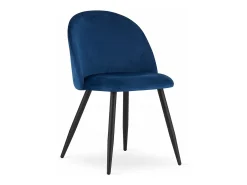 Silla Valora BELLO, terciopelo azul marino, patas negras, juego de 2