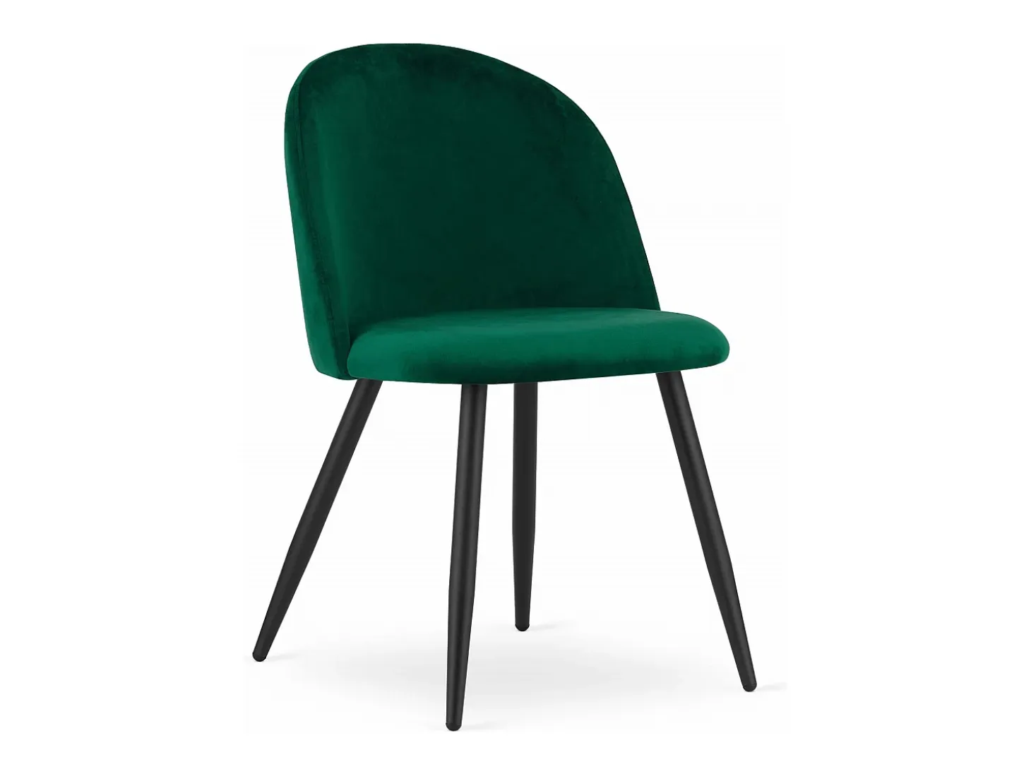 Silla Valora BELLO, terciopelo verde, patas negras, juego de 3