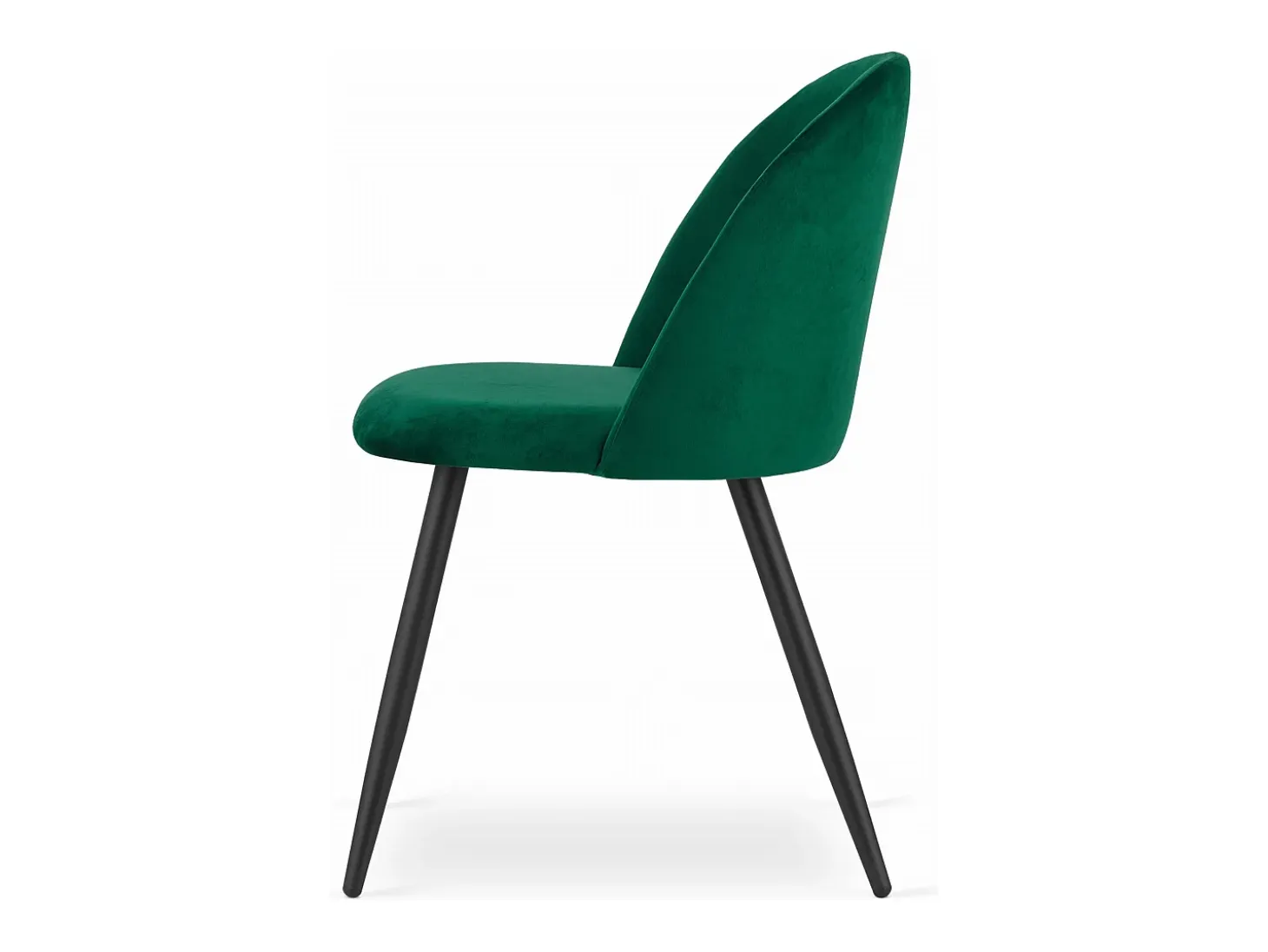 Silla Valora BELLO, terciopelo verde, patas negras, juego de 3