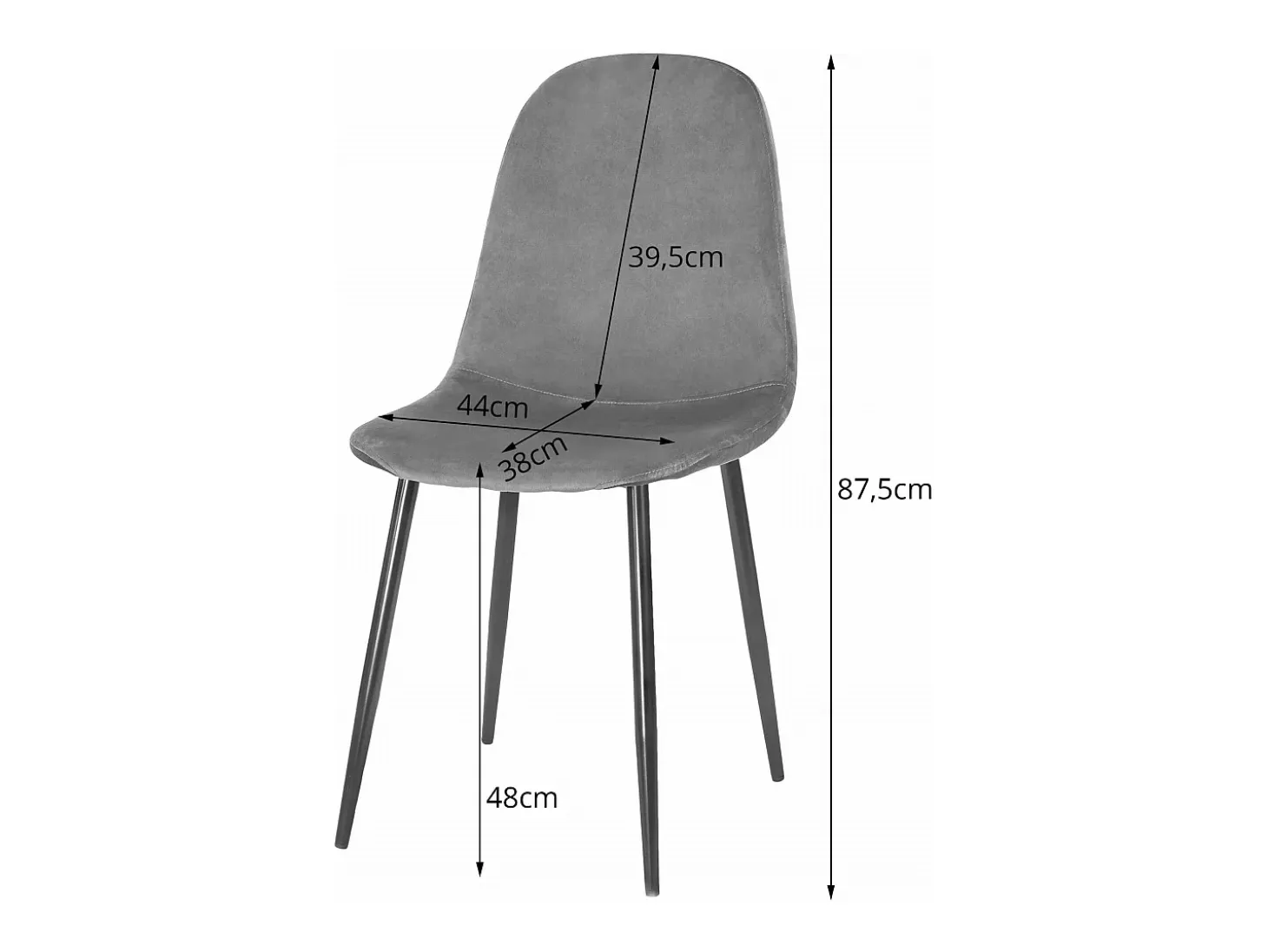 Silla Valora COMO, terciopelo gris oscuro, diseño ergonómico (x2)