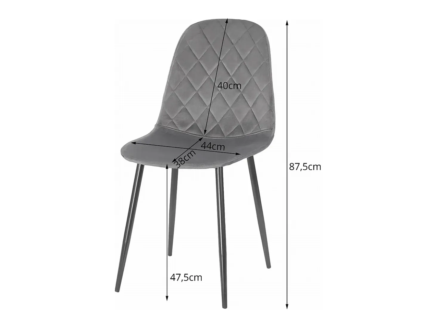 Silla Valora DAPI de terciopelo negro con patas de metal x2