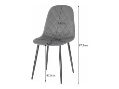 Silla Valora DAPI de terciopelo gris oscuro con patas de metal x1