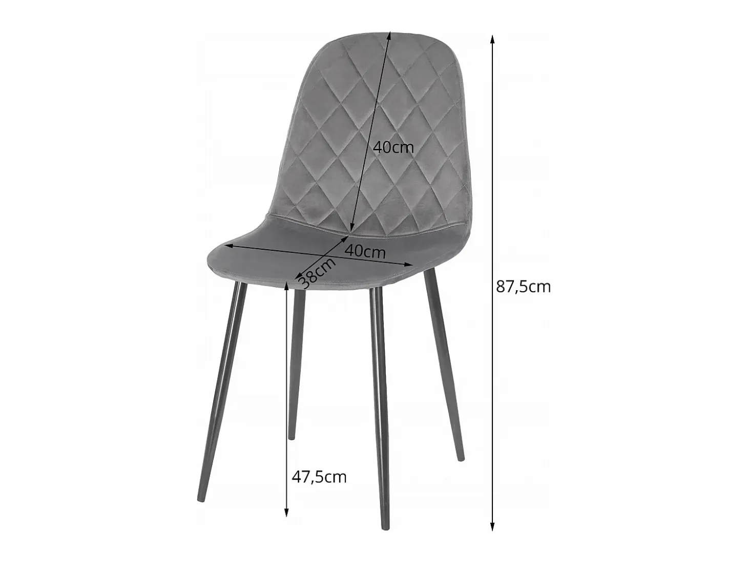 Silla Valora DAPI, terciopelo gris oscuro, diseño moderno (x3)
